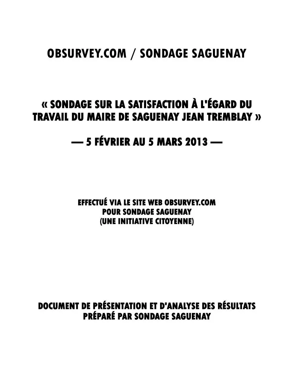 Page 1 of 19, SondageObsurveySondageSaguenay
