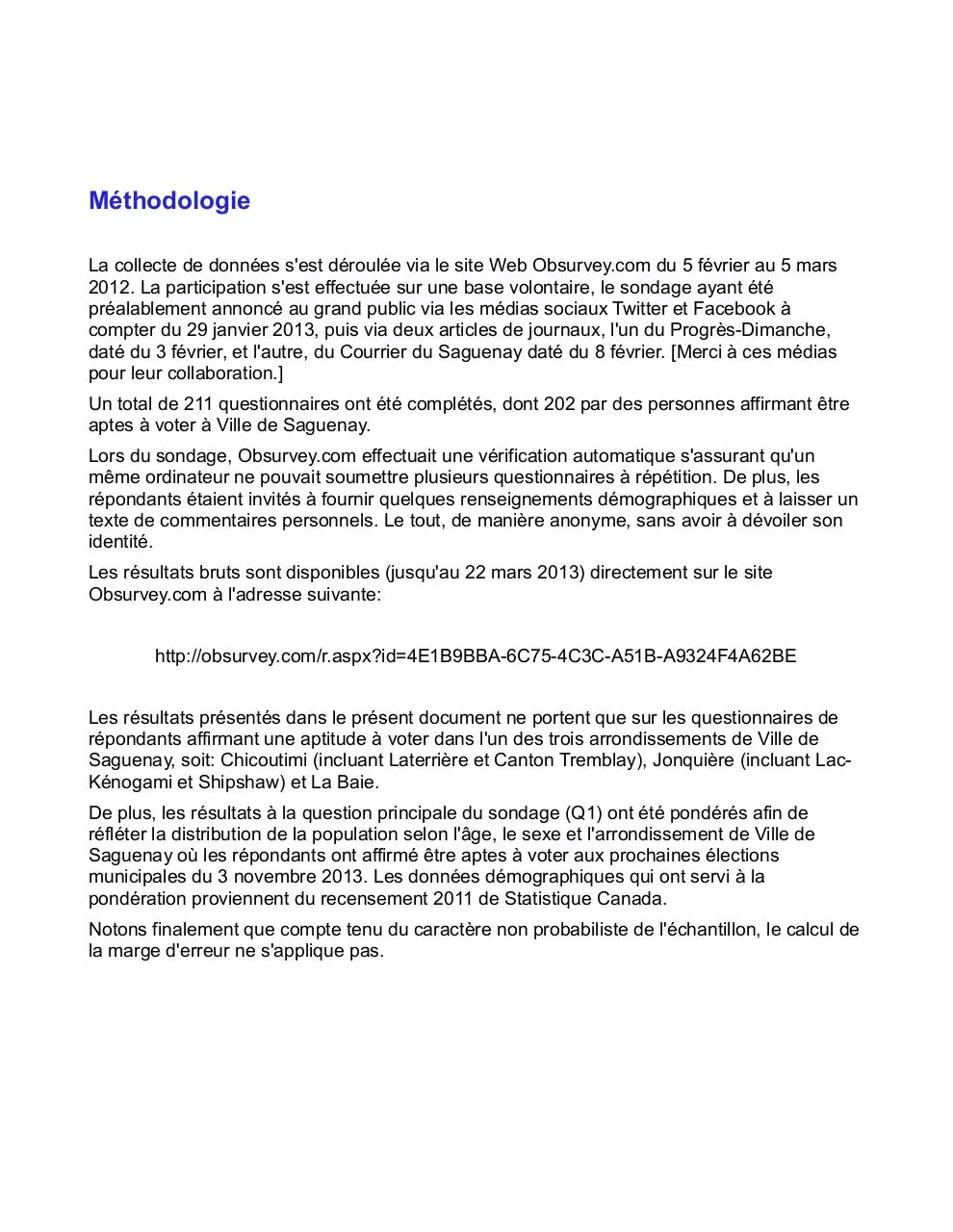 Page 2 of 19, SondageObsurveySondageSaguenay