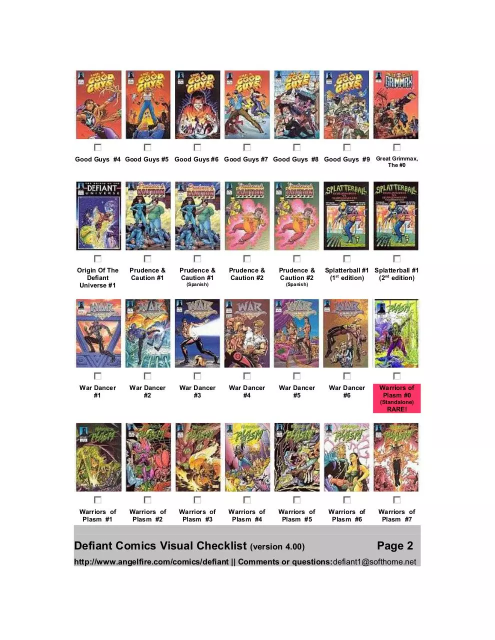 Page 2 of 3, Defiant Comics v400 Checklist