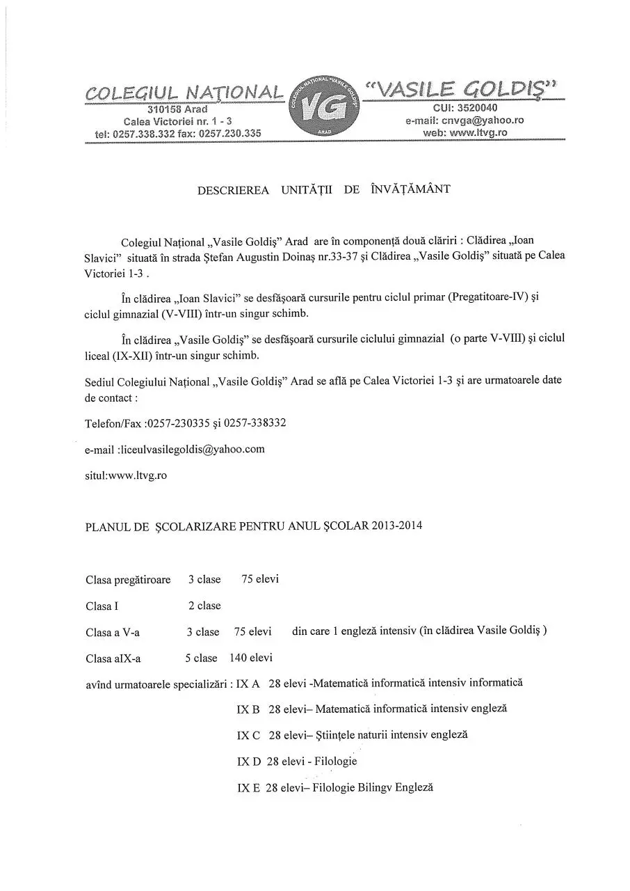 Page 1 of 1, descriere CNVGA