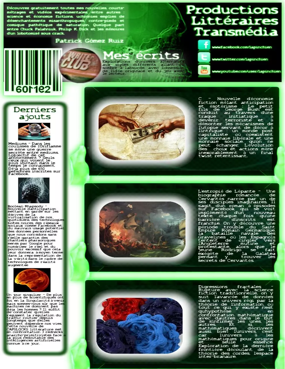 Page 1 of 3, travaux transmedia de Patrick GOMEZ RUIZ