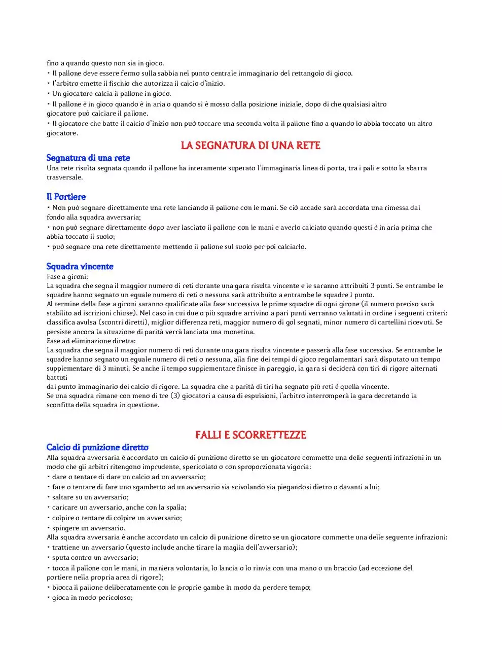 Page 2 of 5, REGOLAMENTO CALCETTO