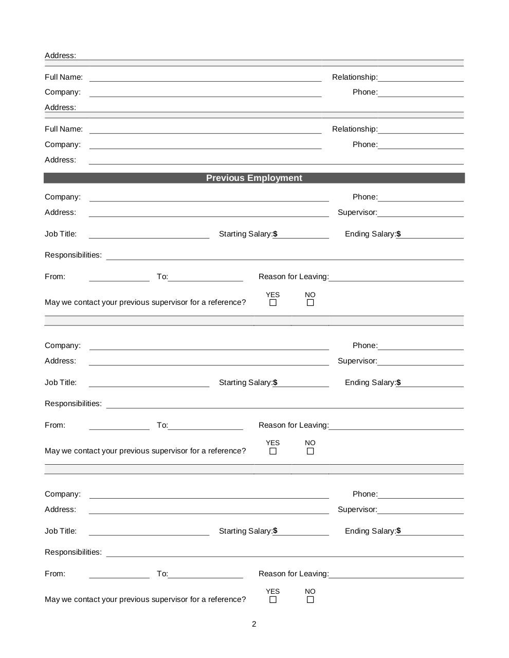 Document preview Employment application.pdf - page 2/3