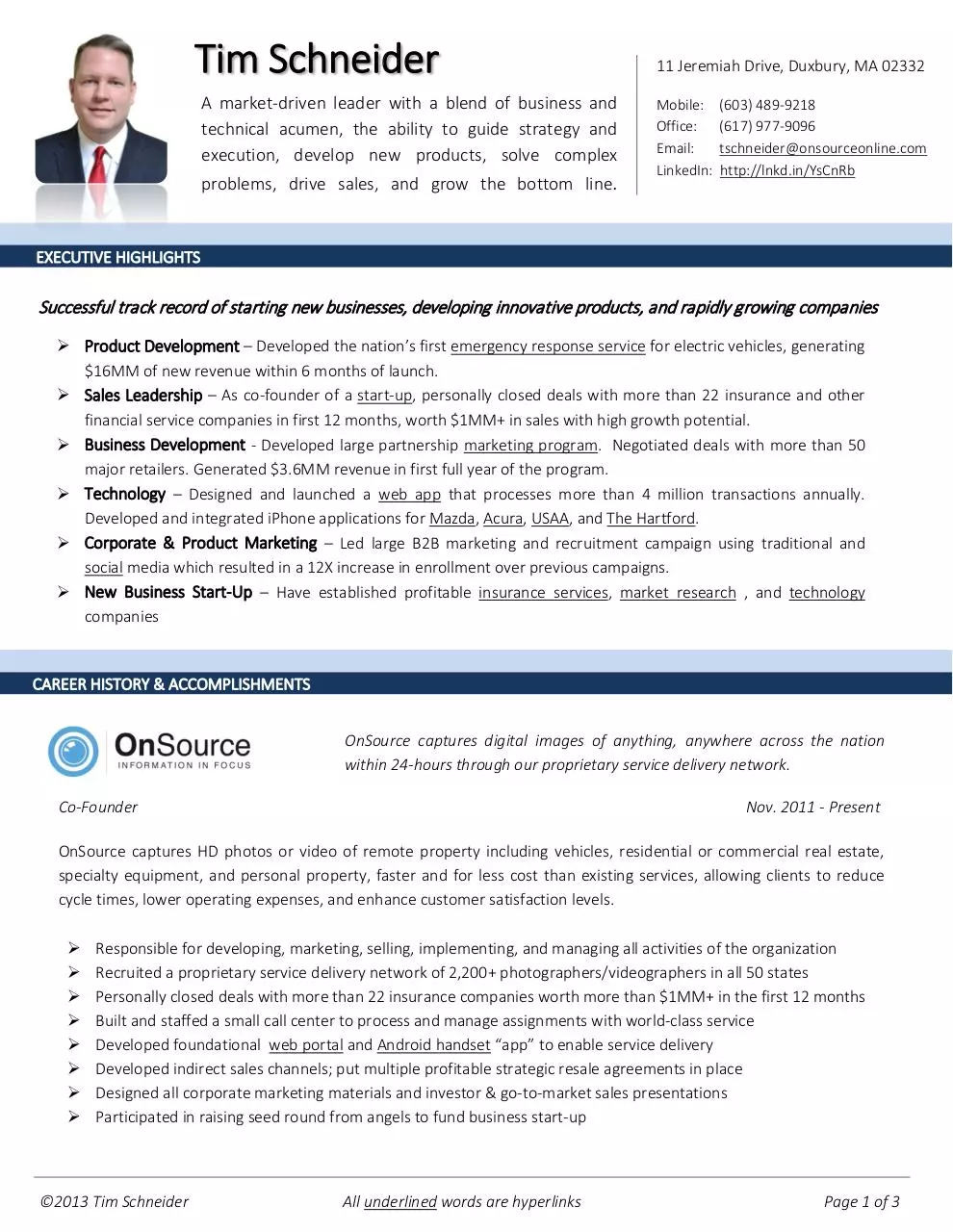 Page 1 of 3, Tim Schneider Resume
