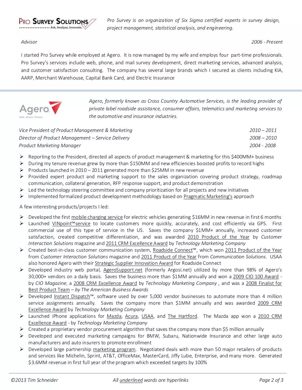 Page 2 of 3, Tim Schneider Resume