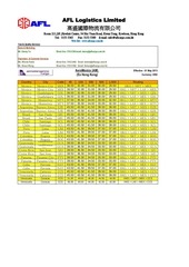Page 1, AFL Logistics Limited Rate Sheet 2013 05 01
