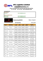 Page 2, AFL Logistics Limited Rate Sheet 2013 05 01