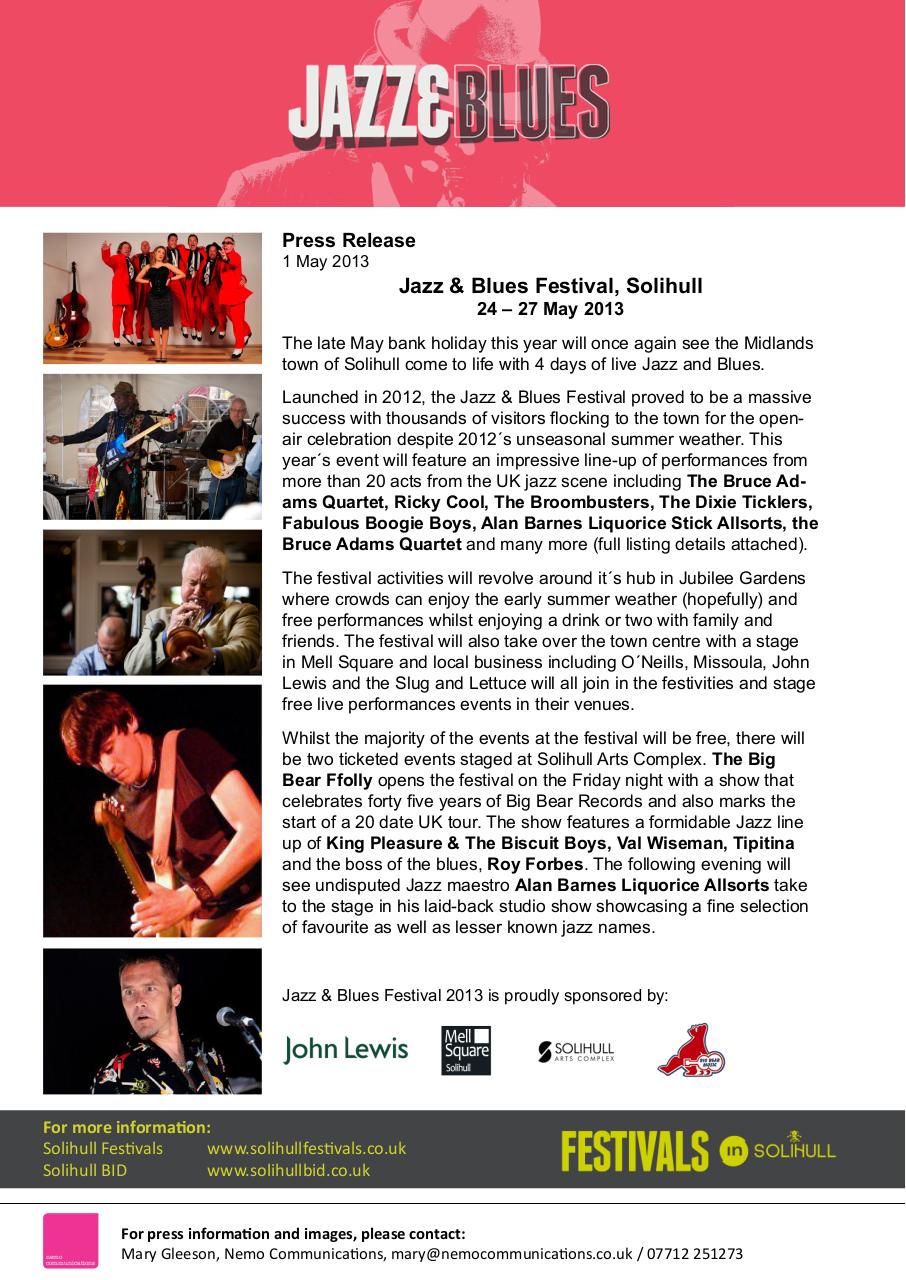 Document preview Jazz & Blues Festival Press Release.pdf - page 1/2