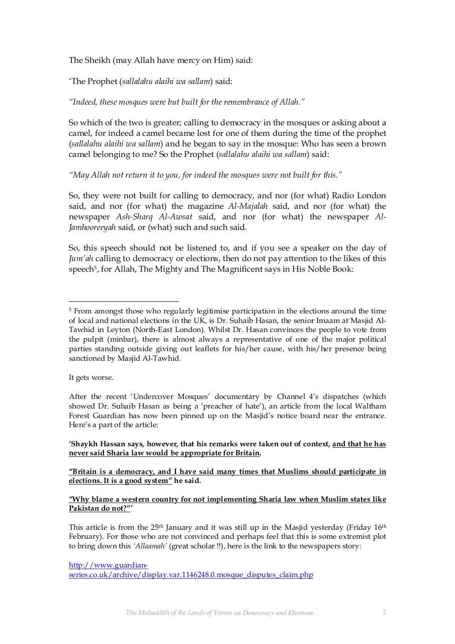 Page 2 of 12, Sheikh Muqbil on Elections