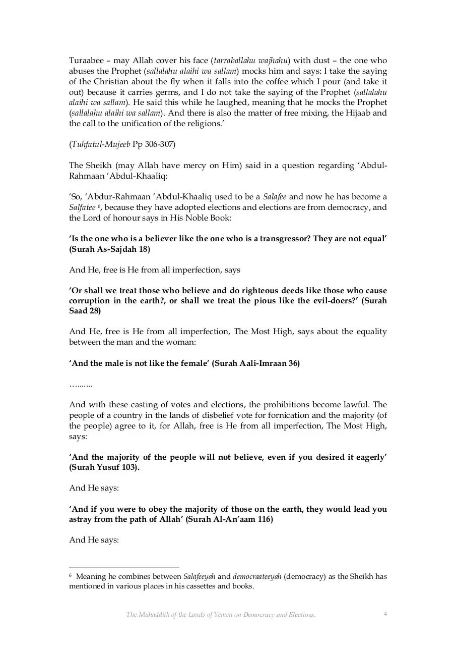 Page 4 of 12, Sheikh Muqbil on Elections