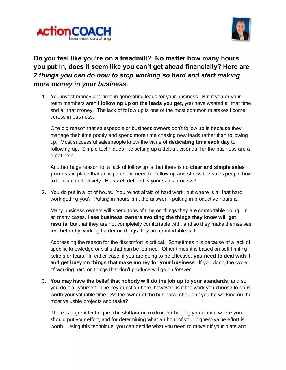Page 1 of 3, Get Off the Treadmill
