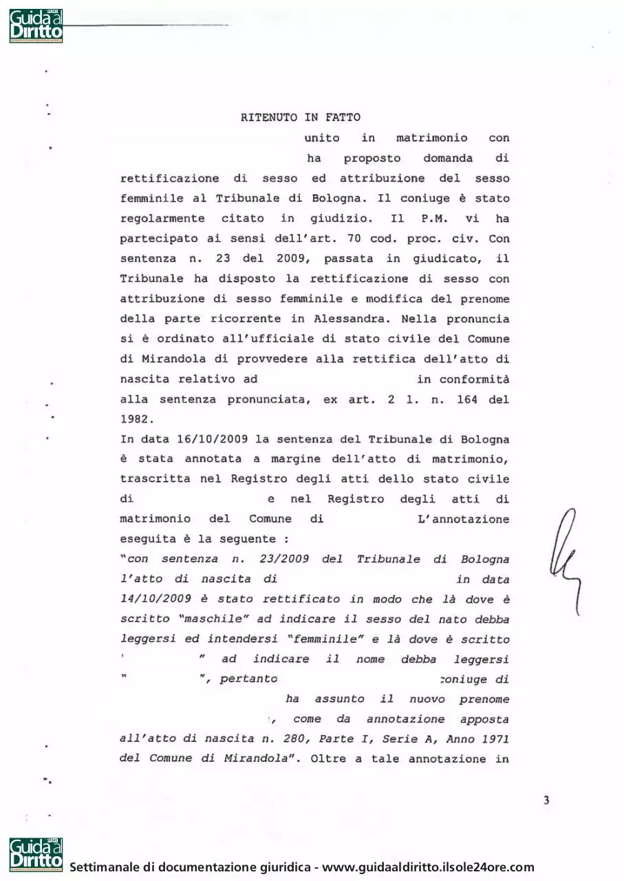 Page 3 of 39, Cass. 2013.2.12 variaz.sesso