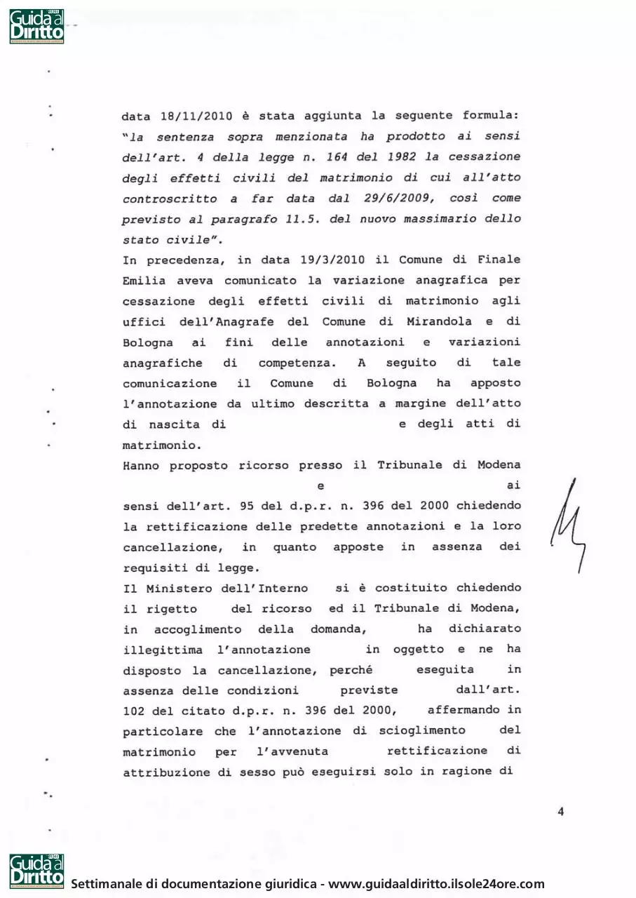 Page 4 of 39, Cass. 2013.2.12 variaz.sesso