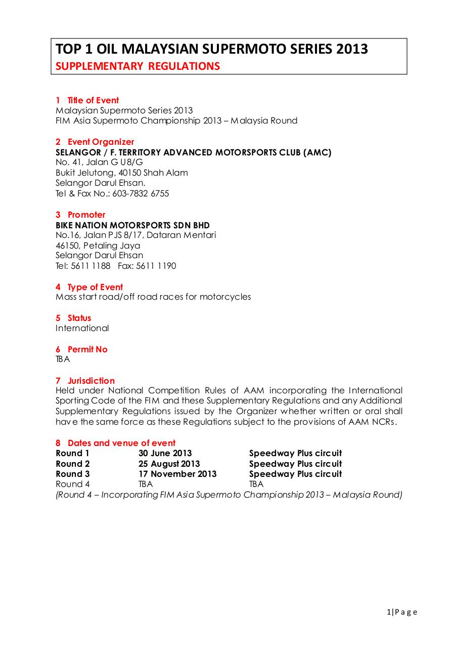 SUPPLEMENTARY REGULATIONS 2013.pdf - page 2/22