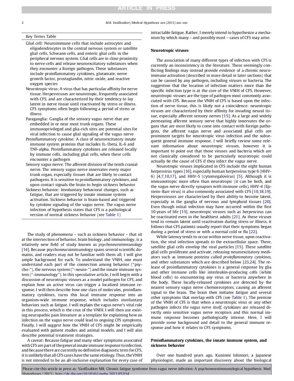 Page 2 of 10, VanElzakker VNIH CFS in press