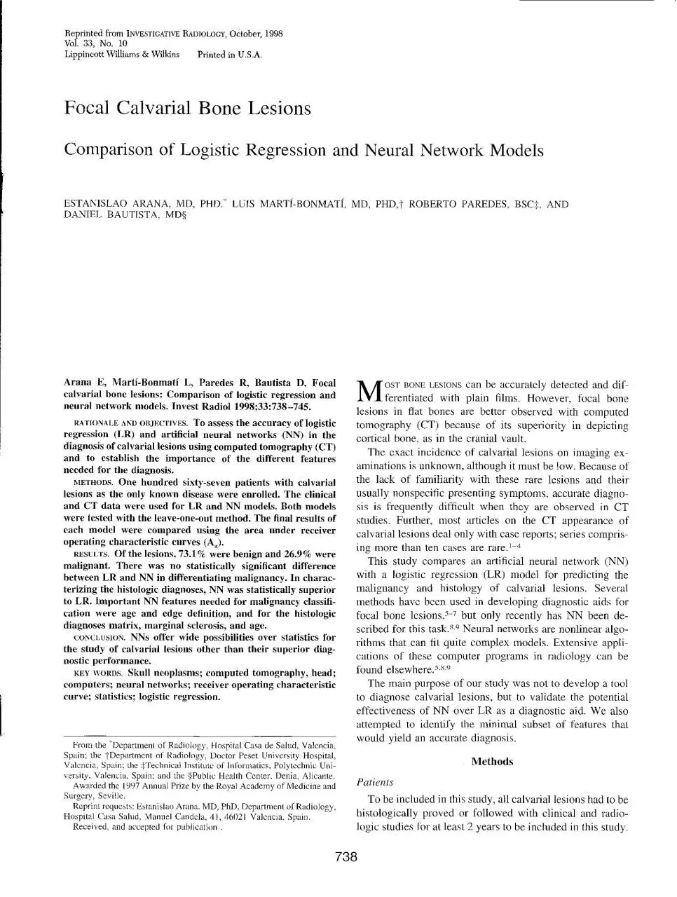 Page 1 of 8, Invest Radiol 1998 33 738 745