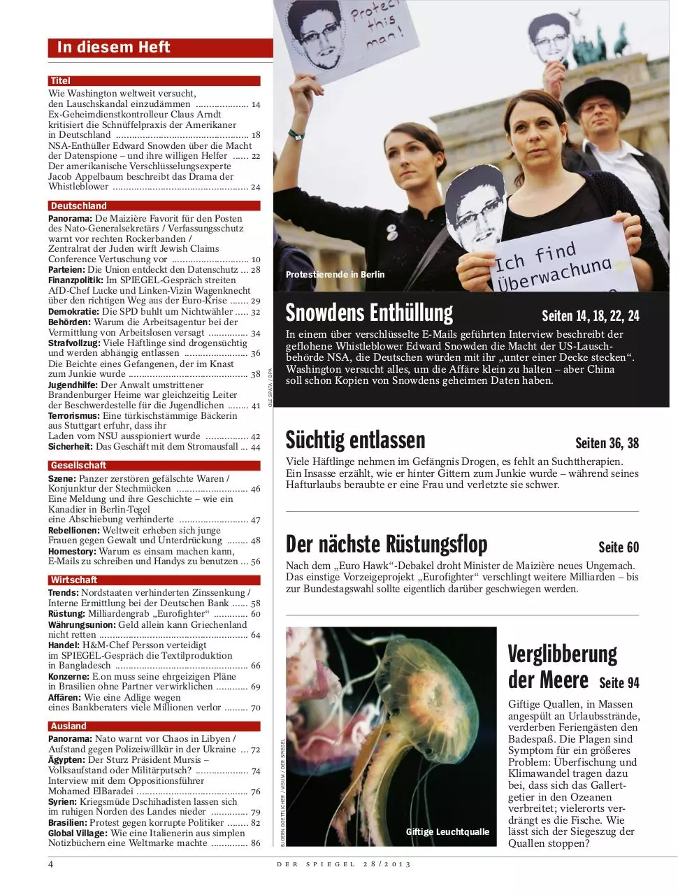 Page 4 of 136, Der Spiegel No 28 2013