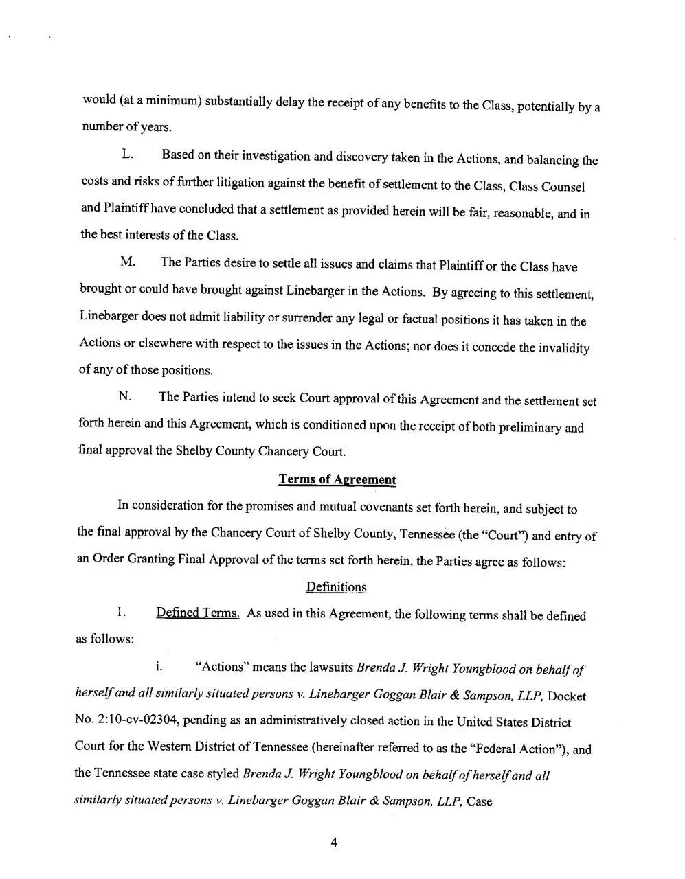 Page 4 of 64, Class Action Settlement Agreement