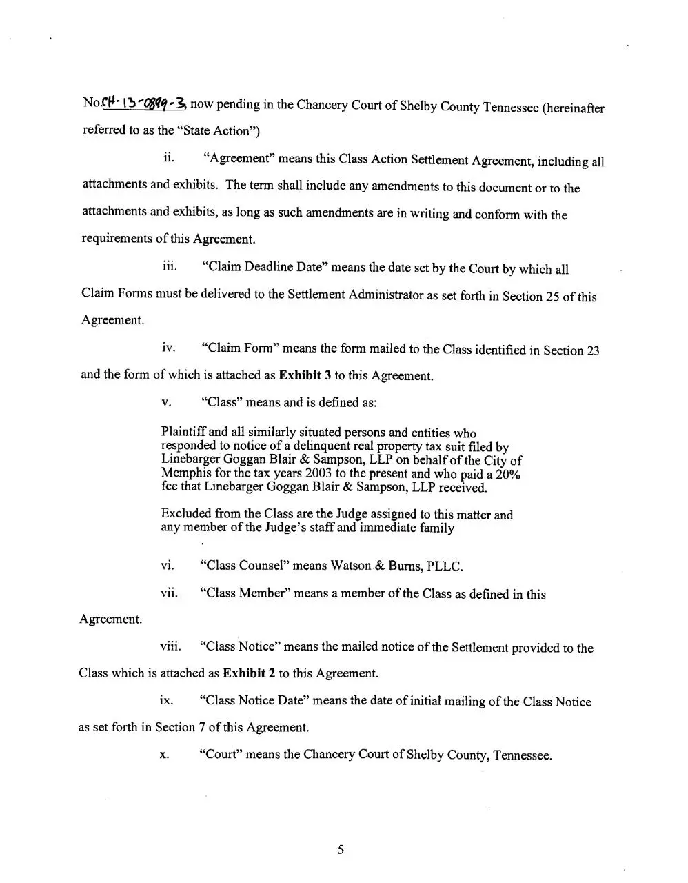 Page 5 of 64, Class Action Settlement Agreement