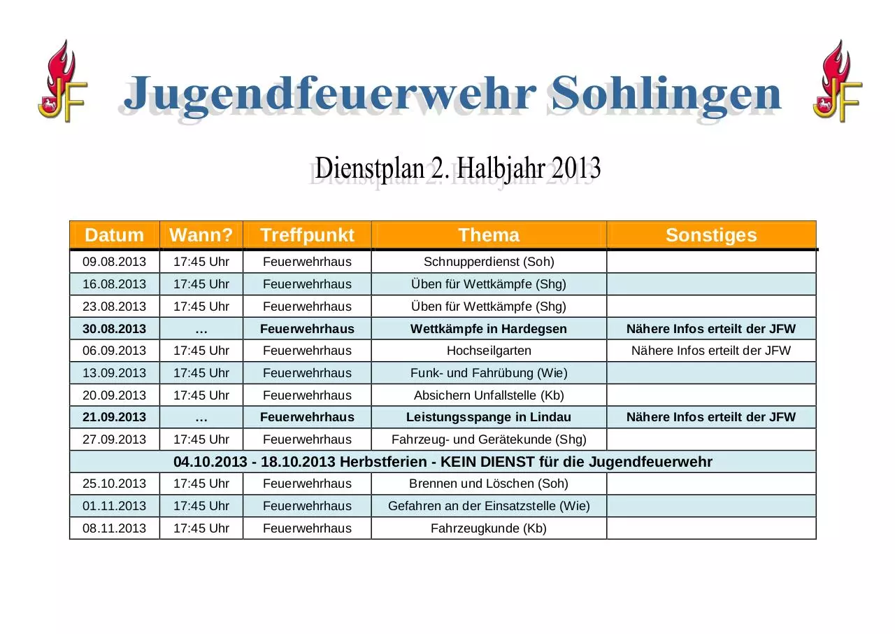 Page 1 of 2, Dienstplan 2 2013