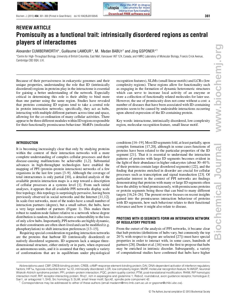 2013_Cumberworth_BiochemJ.pdf - page 1/9
