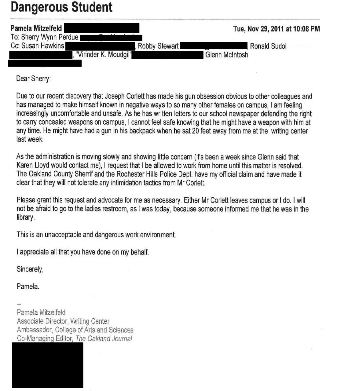Page 1 of 1, Letter to Colleagues