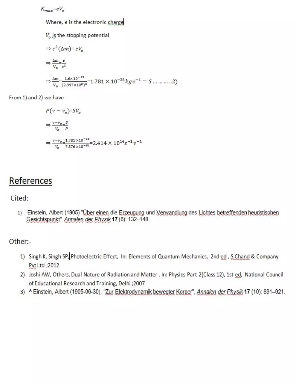 Page 2 of 2, Relativistic Consequence of Photoelectric effect