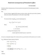 Page 1, Relativistic Consequence of Photoelectric effect