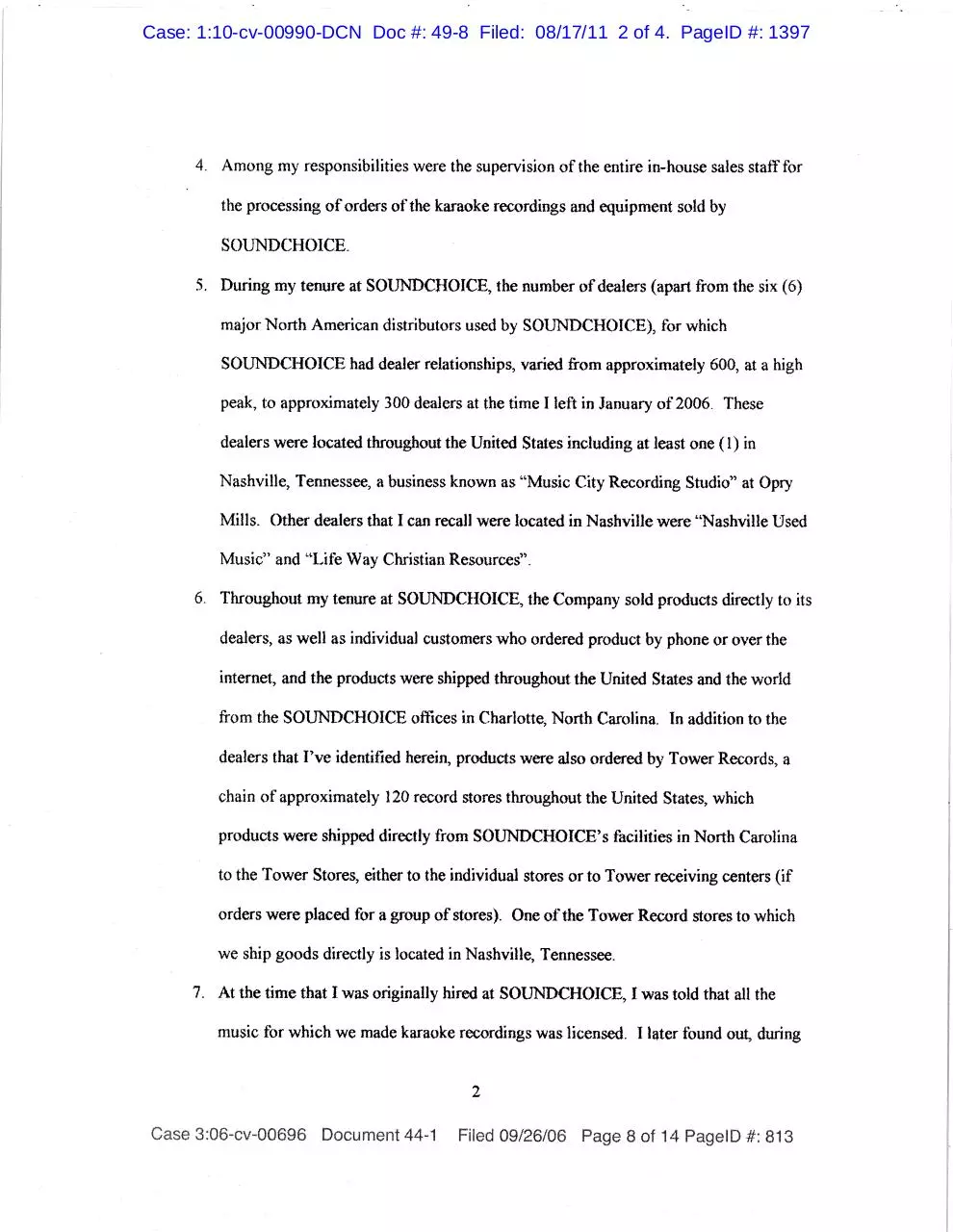 Page 2 of 4, 49 8 Exhbiit Declaration of Carolyn M. Costello