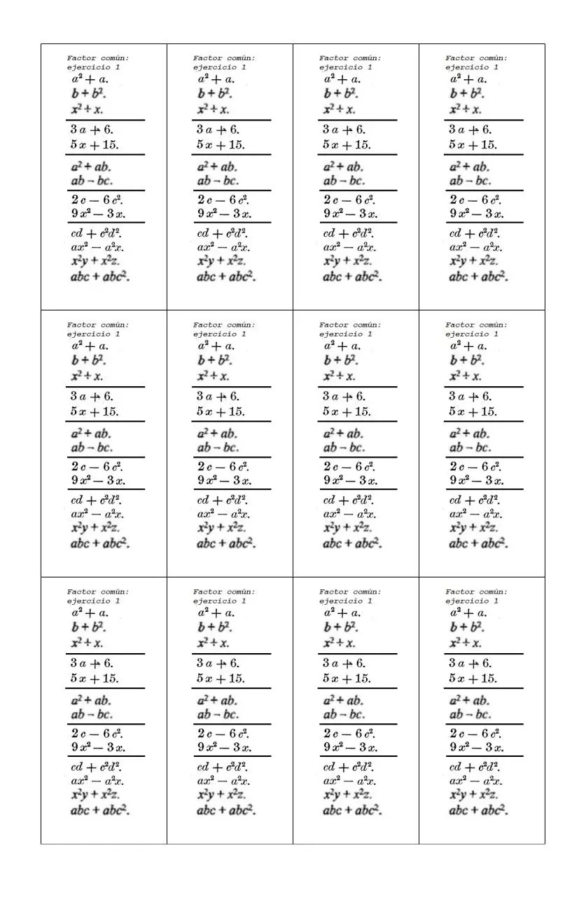 Page 1 of 1, algebra factorizacion 01 f com mon A