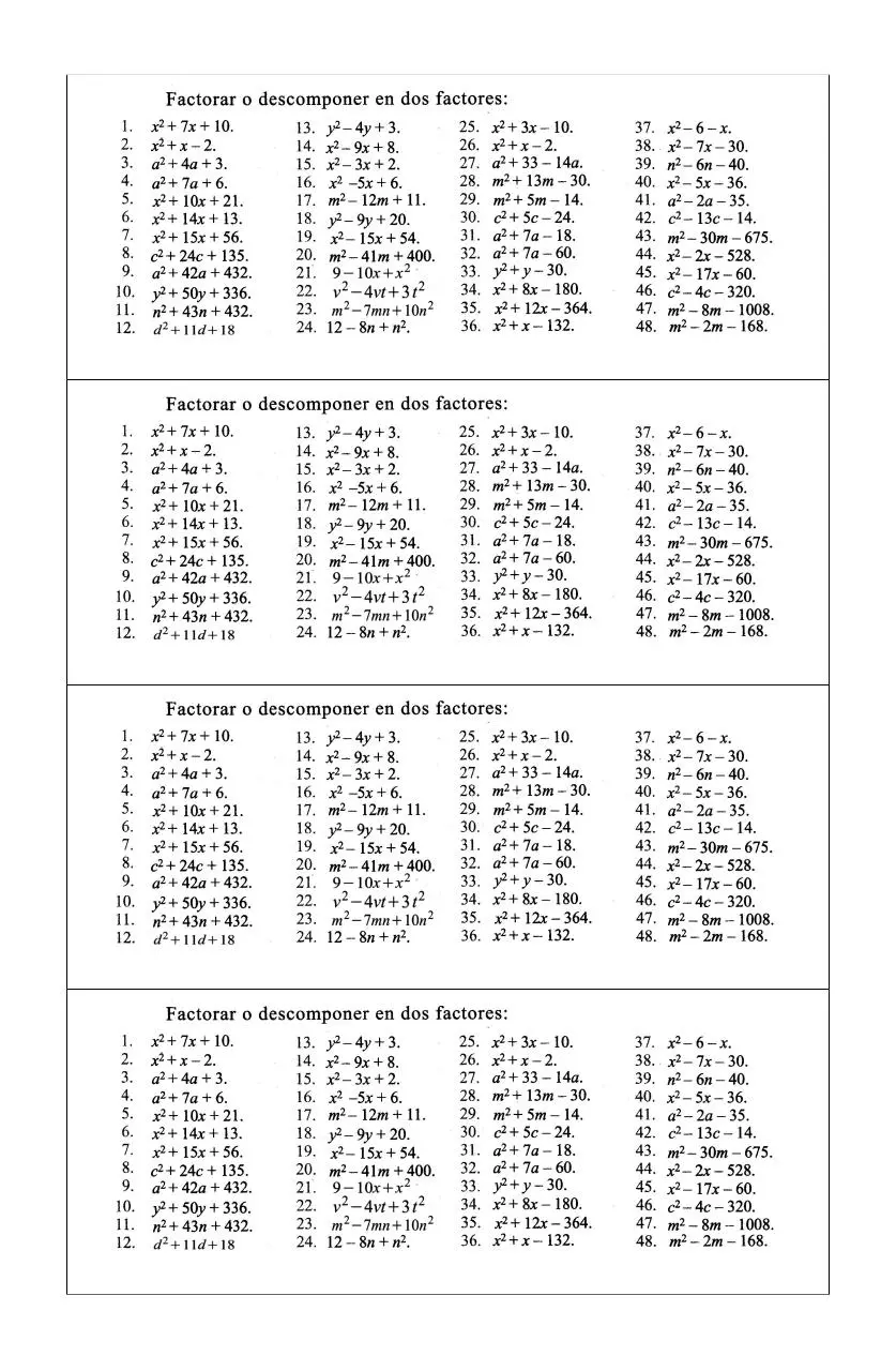 Page 1 of 1, algebra factorizacion 02 trin cuad C tc no a