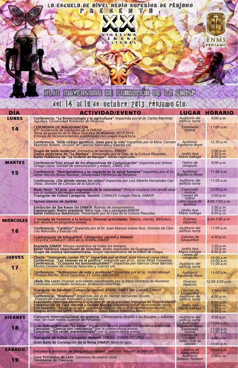 Page 1 of 1, XX Semana Cultural Programa