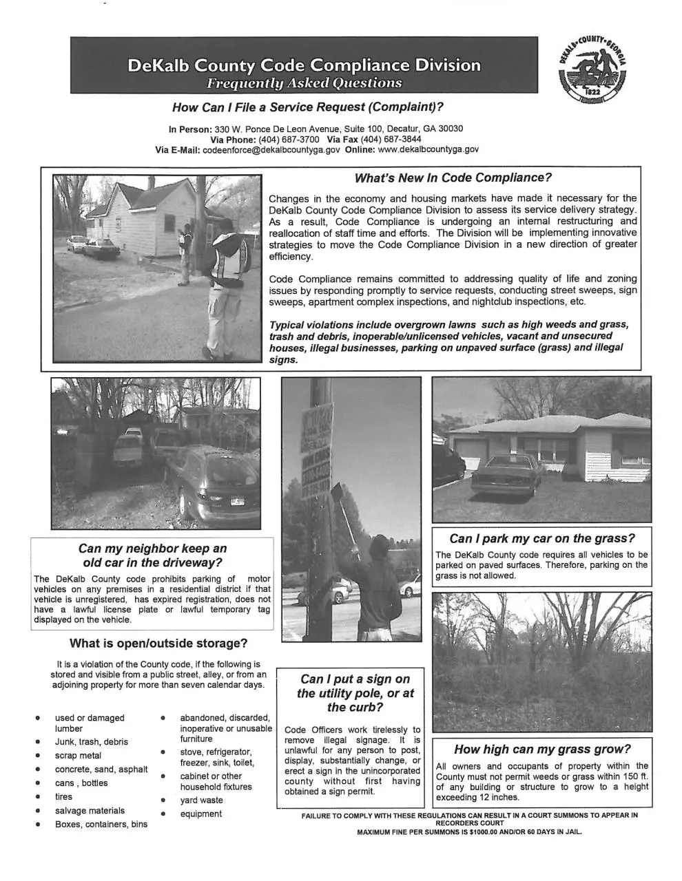 Page 1 of 1, DeKalbCodeComplianceFlier