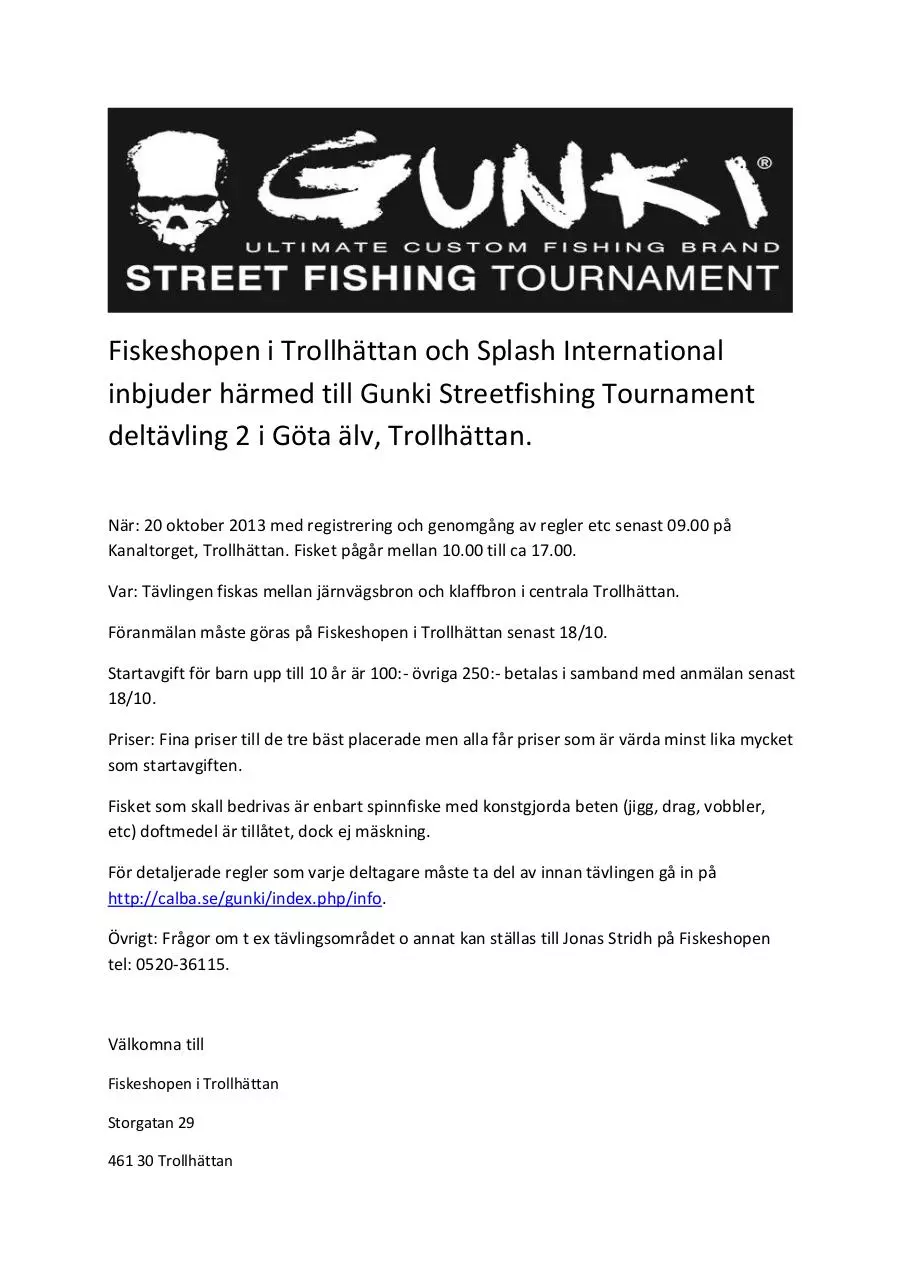 Page 1 of 1, Gunki Streetfishing trollhättan