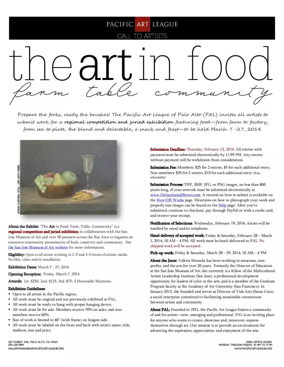 Page 1 of 1, The Art in Food Prospectus Online
