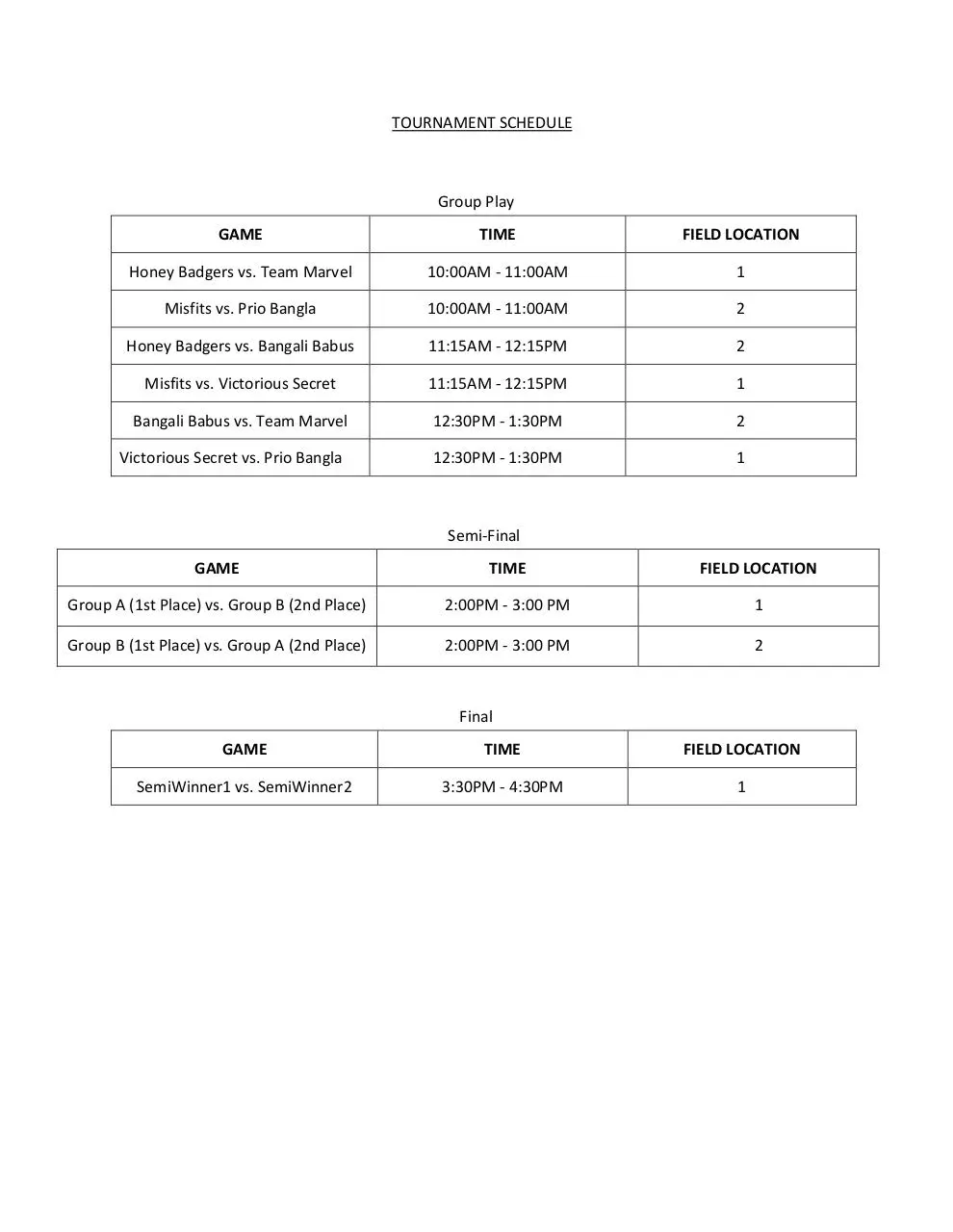 Document preview - BFL Tournament Schedule.pdf - Page 1/1