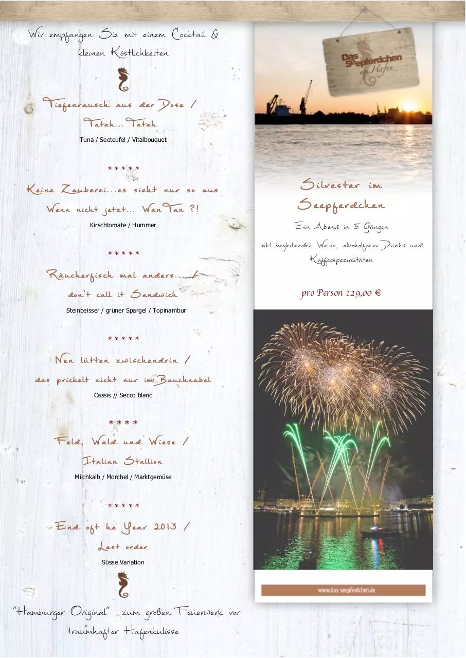 Page 1 of 1, silvestermenü
