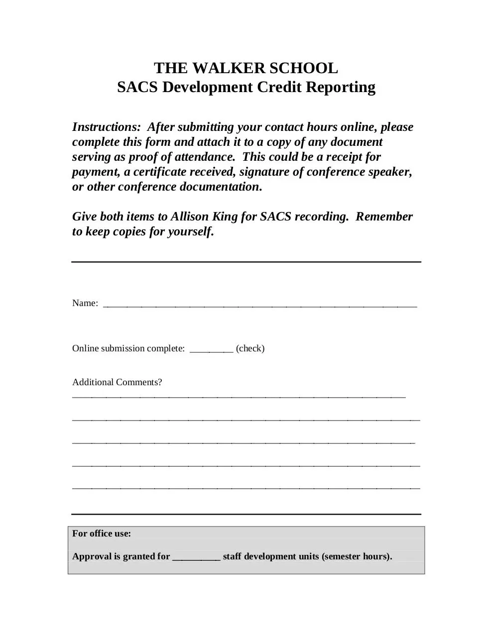 Page 1 of 1, Prof Dev Reporting Form (for Allison)