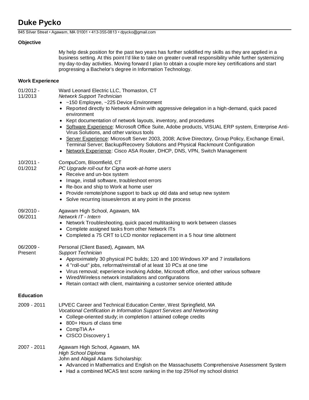 Document preview DukePyckoResume(11-26-2013).pdf - page 1/2