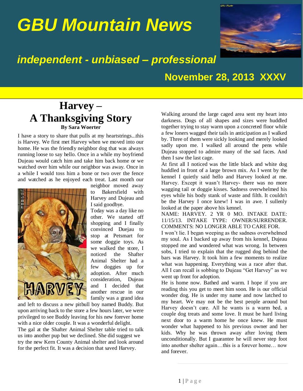 GBU Mountain News XXXV - Nov 28, 2013.pdf - page 1/20