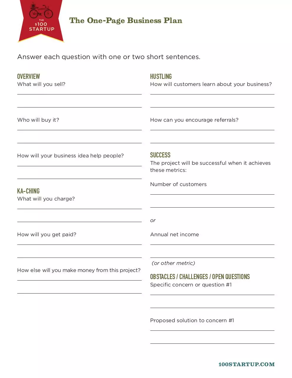 Page 1 of 1, business plan