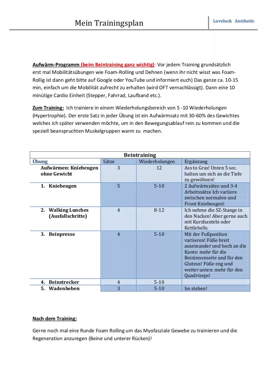 Page 1 of 1, Beintraining