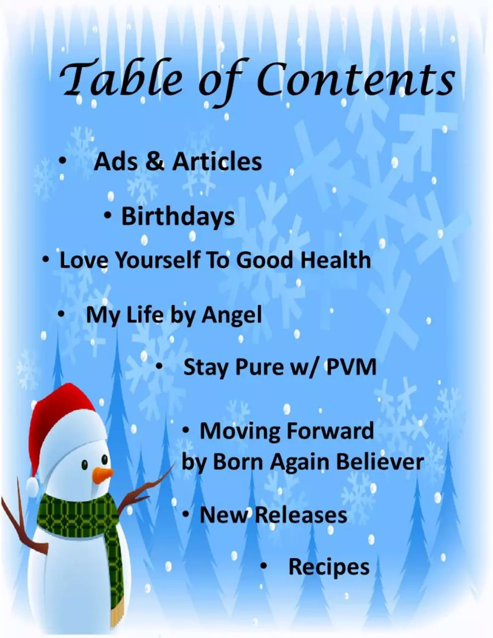 Page 2 of 55, Blessed BeYond Belief Magazine December 2013