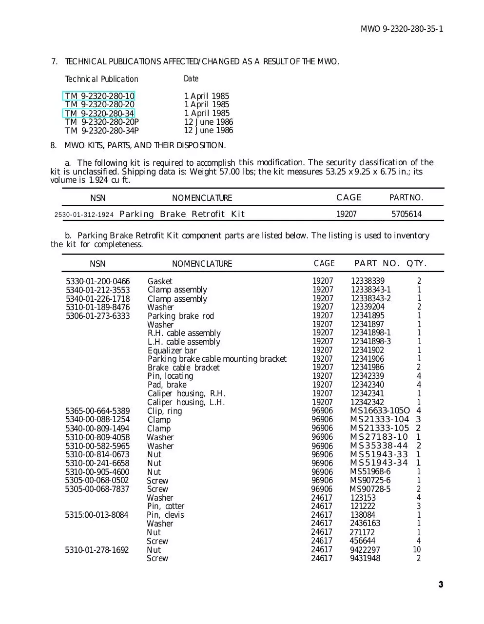 Page 3 of 20, MWO brake retrofit