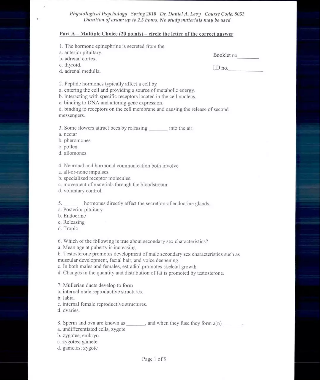 Page 1 of 18, bio 1 blank