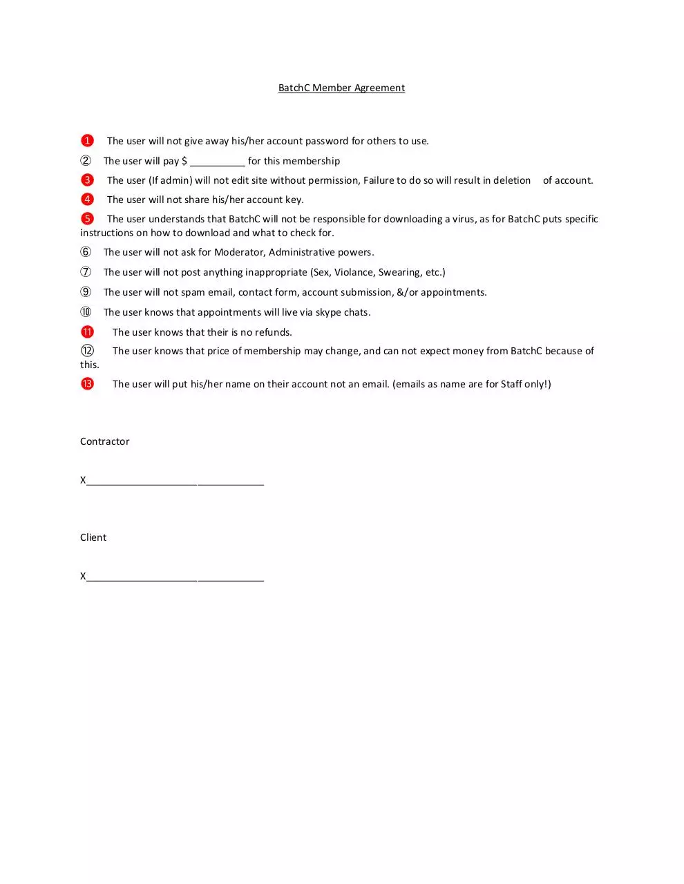 Page 1 of 1, BatchC terms of agreement