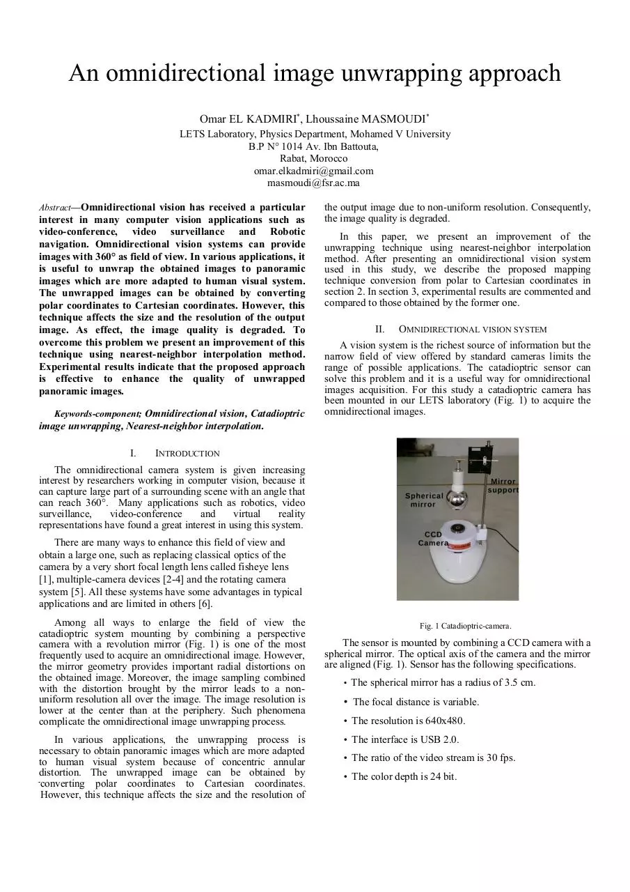 Page 1 of 4, An omnidirectional image unwrapping approach