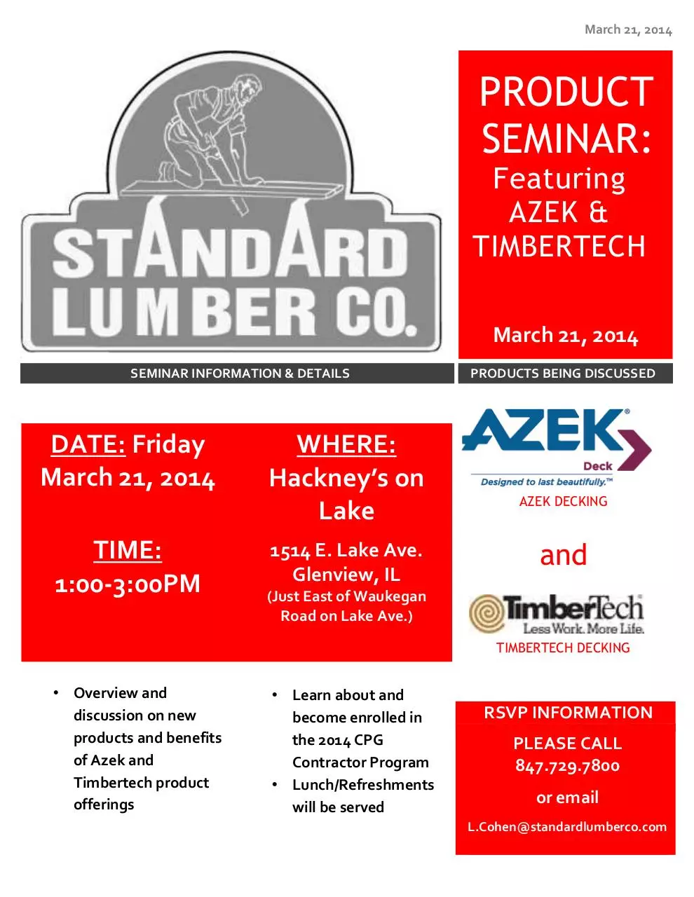 Page 1 of 1, DECKING SEMINAR MARCH 2014 FLYER