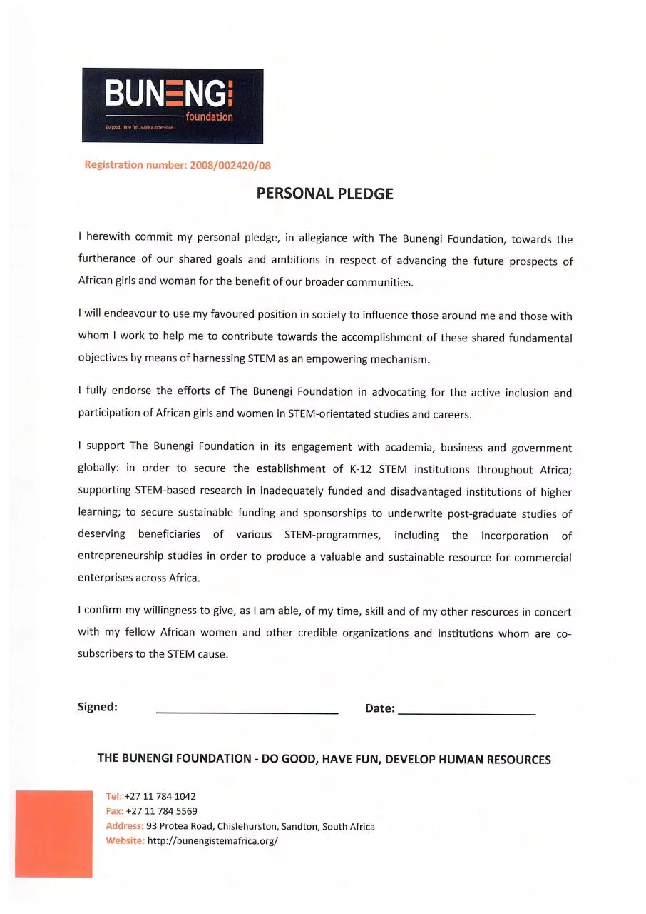 Page 1 of 1, Pledge