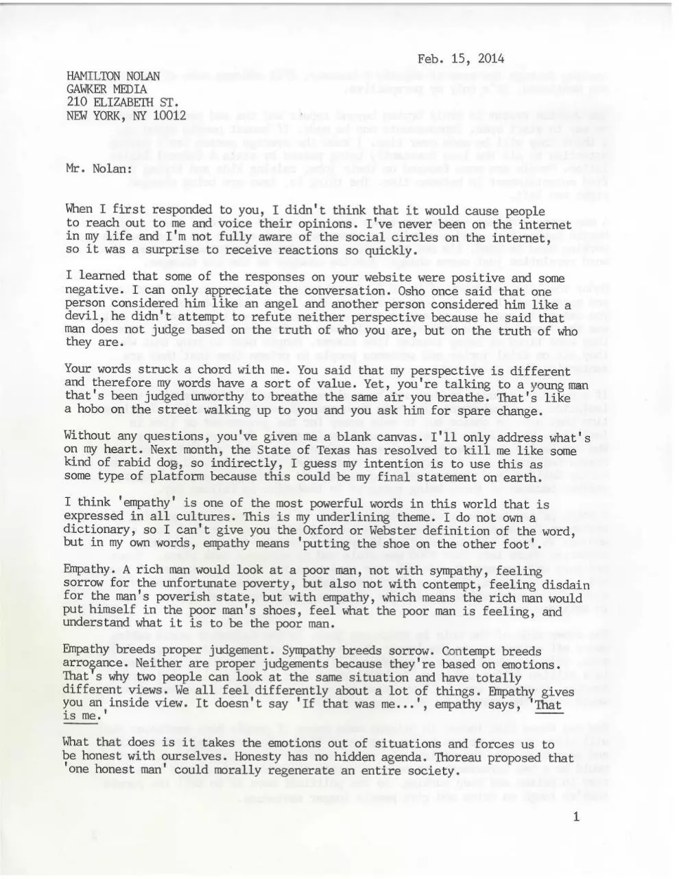 Page 1 of 7, letter from ray jasper